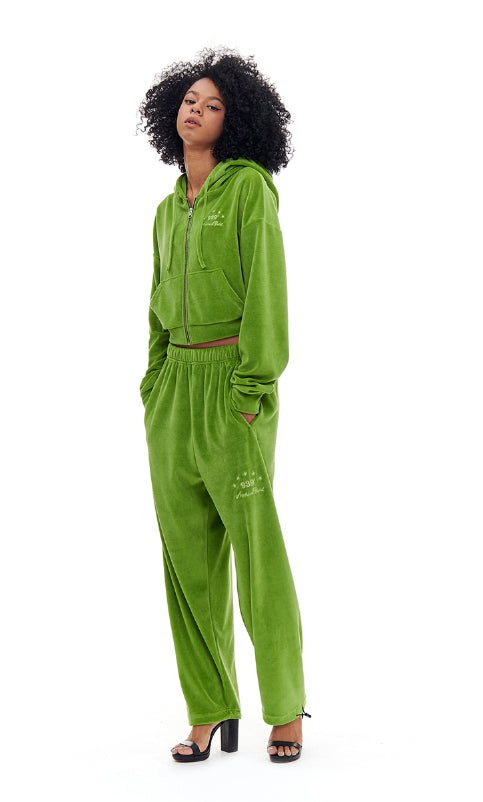 ARCHIVE BOLD (アーカイブボールド) VELOUR CROP HOOD ZIP-UP (GREEN)