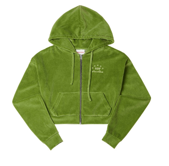 ARCHIVE BOLD (アーカイブボールド) VELOUR CROP HOOD ZIP-UP (GREEN)