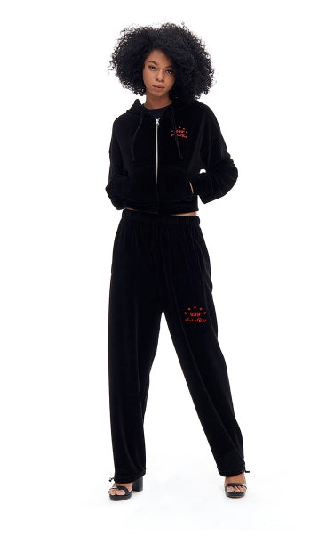 ARCHIVE BOLD (アーカイブボールド) VELOUR CROP HOOD ZIP-UP (BLACK)