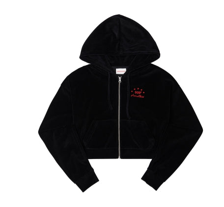 ARCHIVE BOLD (アーカイブボールド) VELOUR CROP HOOD ZIP-UP (BLACK)