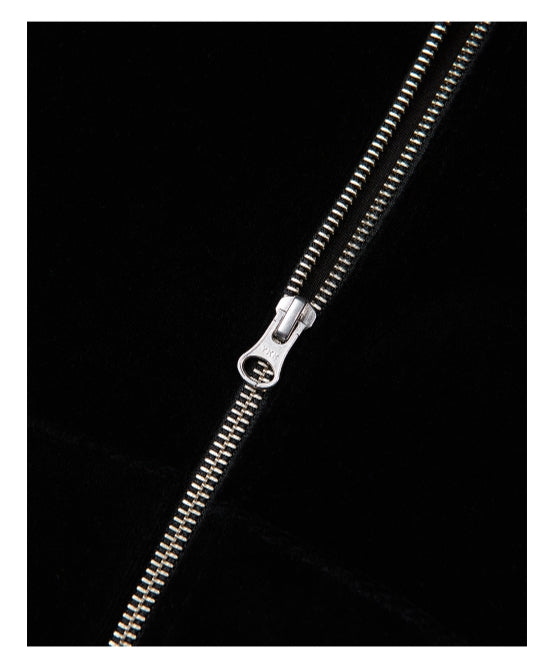 ARCHIVE BOLD (アーカイブボールド) VELOUR CROP HOOD ZIP-UP (BLACK)