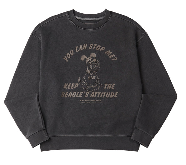 ARCHIVE BOLD (アーカイブボールド) BAD BEAGLE PIGMENT SWEAT SHIRTS (CHARCOAL)