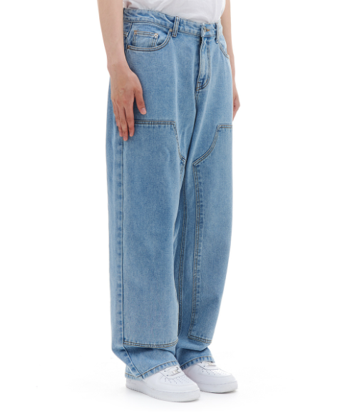 ARCHIVE BOLD (アーカイブボールド) DOUBLE KNEE DENIM PANTS (LIGHT BLUE)