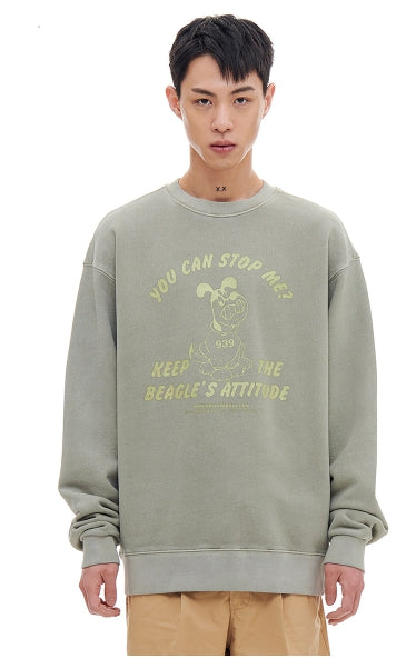 ARCHIVE BOLD (アーカイブボールド) BAD BEAGLE PIGMENT SWEAT SHIRTS (KHAKI)