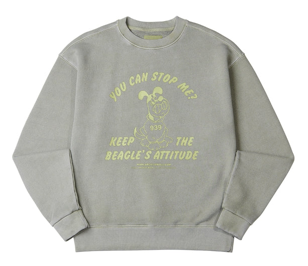 ARCHIVE BOLD (アーカイブボールド) BAD BEAGLE PIGMENT SWEAT SHIRTS (KHAKI)