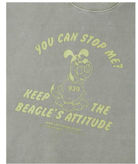 ARCHIVE BOLD (アーカイブボールド) BAD BEAGLE PIGMENT SWEAT SHIRTS (KHAKI)