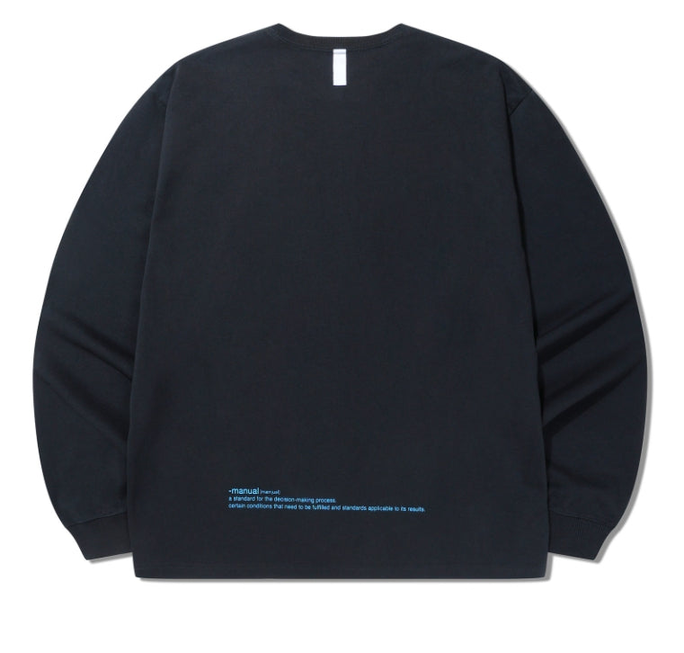 NOMANUAL(ノーマニュアル) SQR GRAPHIC LONG SLEEVE TEE - BLACK