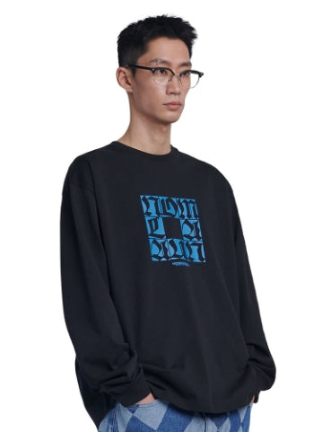 NOMANUAL(ノーマニュアル) SQR GRAPHIC LONG SLEEVE TEE - BLACK