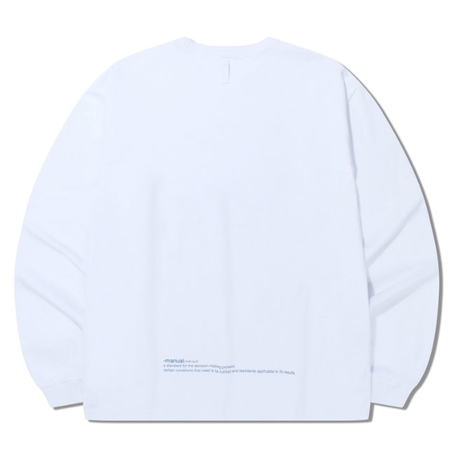 NOMANUAL(ノーマニュアル) SQR GRAPHIC LONG SLEEVE TEE - WHITE