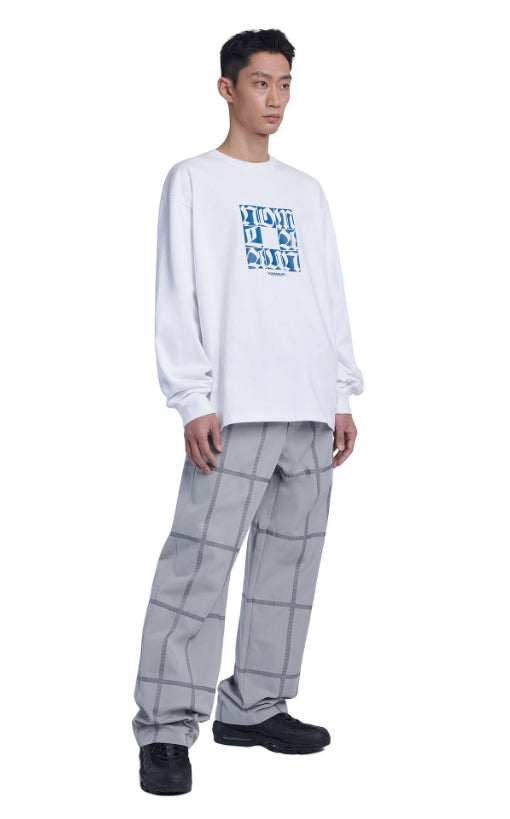 NOMANUAL(ノーマニュアル) SQR GRAPHIC LONG SLEEVE TEE - WHITE