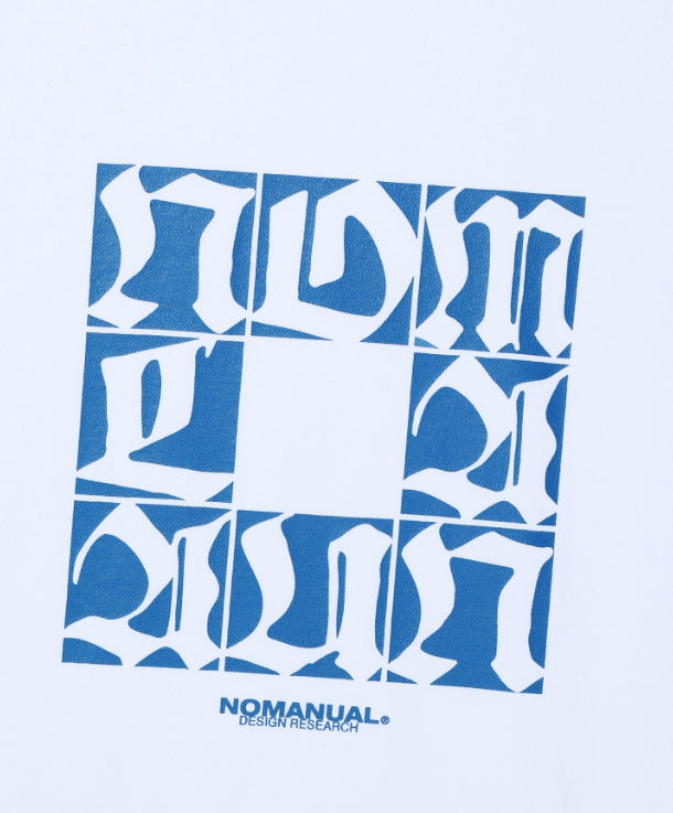 NOMANUAL(ノーマニュアル) SQR GRAPHIC LONG SLEEVE TEE - WHITE