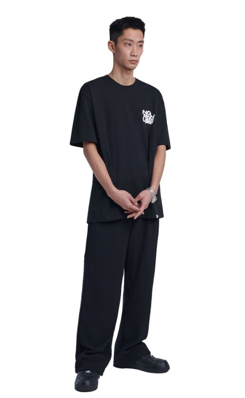 NOMANUAL(ノーマニュアル) CRACKED T-SHIRT - BLACK