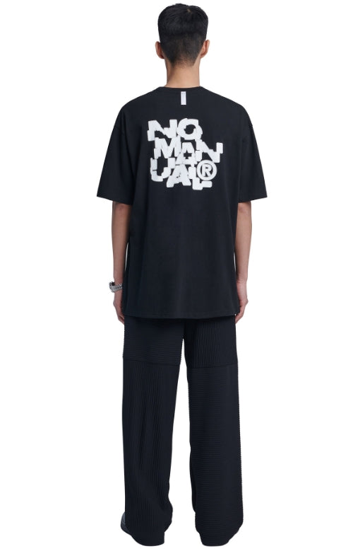 NOMANUAL(ノーマニュアル) CRACKED T-SHIRT - BLACK