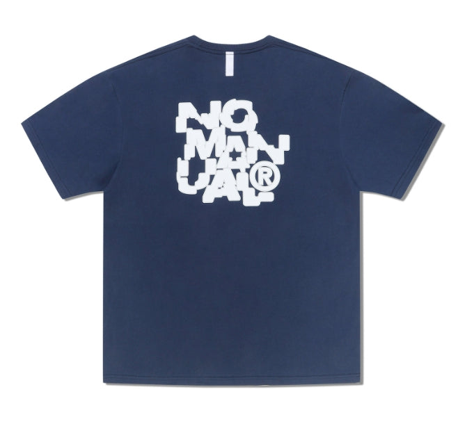 NOMANUAL(ノーマニュアル) CRACKED T-SHIRT - DARK NAVY