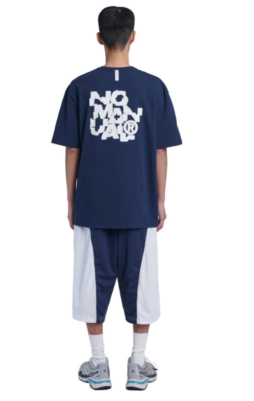 NOMANUAL(ノーマニュアル) CRACKED T-SHIRT - DARK NAVY
