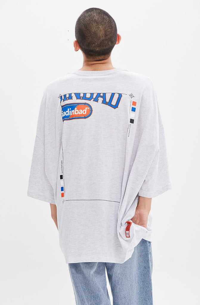 ベドインベド(BADINBAD) LAYER LOGO TEE_LIGHT GREY