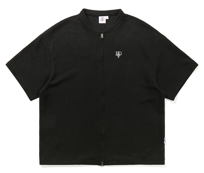 ベドインベド(BADINBAD) KNIT ZIP UP TEE_BLACK