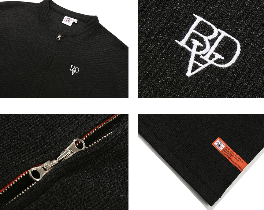 ベドインベド(BADINBAD) KNIT ZIP UP TEE_BLACK