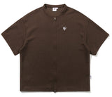 ベドインベド(BADINBAD) KNIT ZIP UP TEE_BROWN
