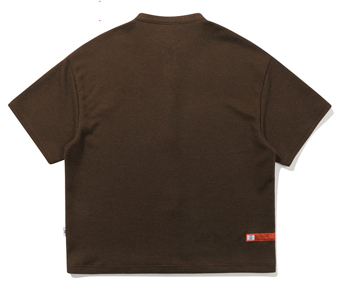 ベドインベド(BADINBAD) KNIT ZIP UP TEE_BROWN