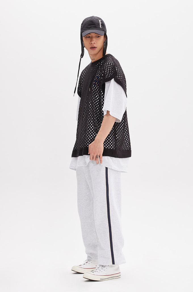 ベドインベド(BADINBAD) KNIT NETTING VEST_BLACK