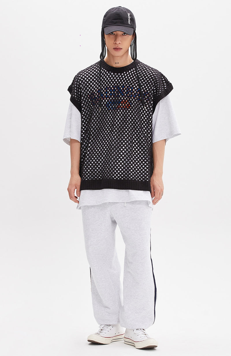 ベドインベド(BADINBAD) KNIT NETTING VEST_BLACK
