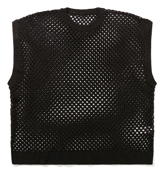 ベドインベド(BADINBAD) KNIT NETTING VEST_BLACK