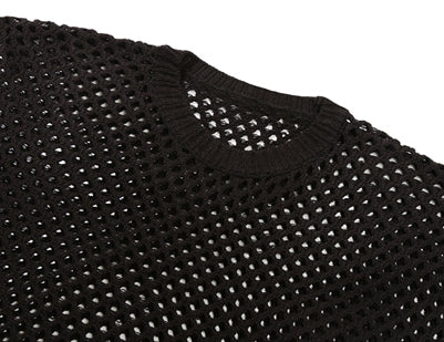 ベドインベド(BADINBAD) KNIT NETTING VEST_BLACK