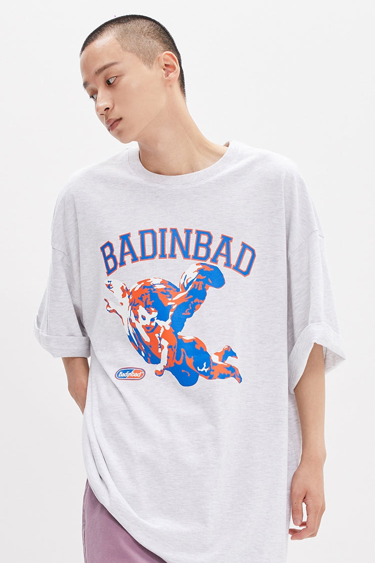 ベドインベド(BADINBAD) CUPID PAINTING TEE_LIGHT GREY