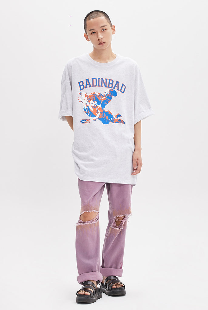 ベドインベド(BADINBAD) CUPID PAINTING TEE_LIGHT GREY