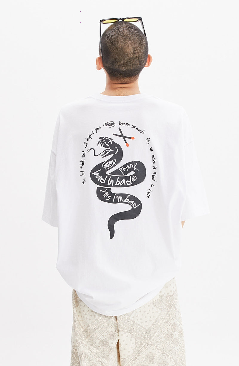 ベドインベド(BADINBAD) PRANK SNAKE LOGO TEE_WHITE