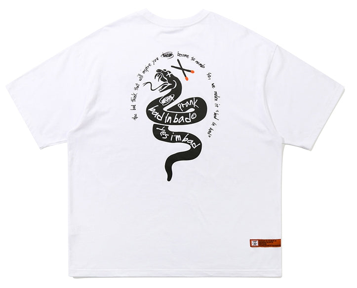 ベドインベド(BADINBAD) PRANK SNAKE LOGO TEE_WHITE