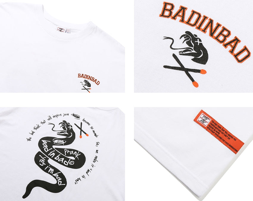 ベドインベド(BADINBAD) PRANK SNAKE LOGO TEE_WHITE