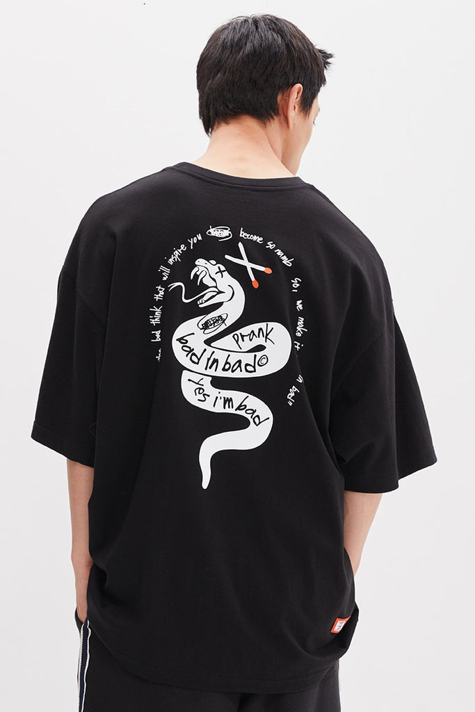 ベドインベド(BADINBAD) PRANK SNAKE LOGO TEE_BLACK