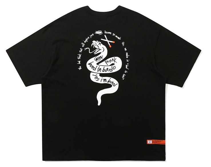 ベドインベド(BADINBAD) PRANK SNAKE LOGO TEE_BLACK
