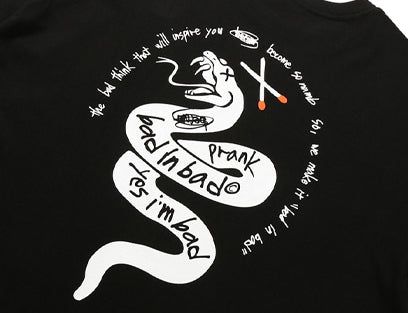 ベドインベド(BADINBAD) PRANK SNAKE LOGO TEE_BLACK