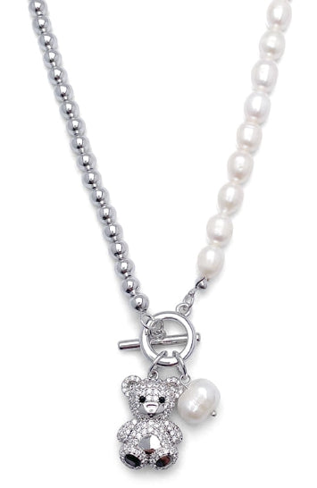 BLACKPURPLE (ブラックパープル) cozy bear half pearl necklace
