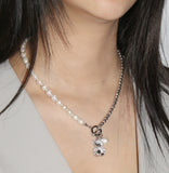 BLACKPURPLE (ブラックパープル) cozy bear half pearl necklace