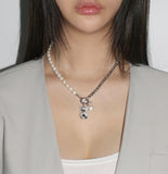 BLACKPURPLE (ブラックパープル) cozy bear half pearl necklace