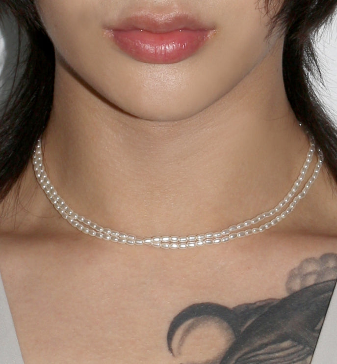 BLACKPURPLE (ブラックパープル) Rice pearl drop necklace