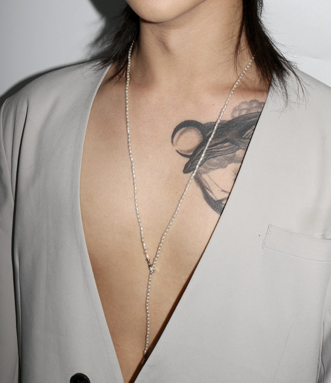 BLACKPURPLE (ブラックパープル) Rice pearl drop necklace