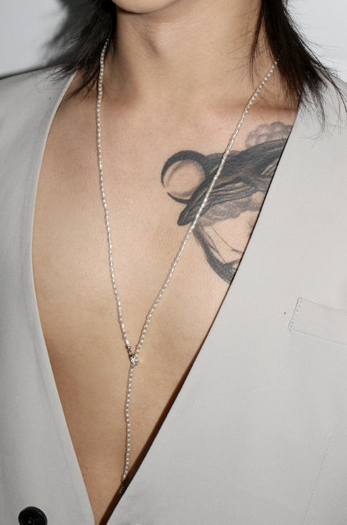 BLACKPURPLE (ブラックパープル) Rice pearl drop necklace