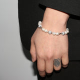 BLACKPURPLE (ブラックパープル) Yeriel Pearl Ball Cubic Bracelet