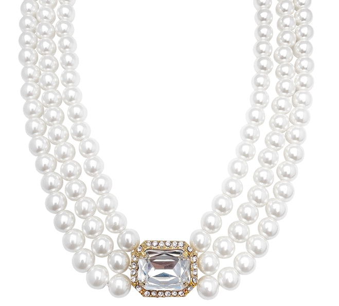 BLACKPURPLE (ブラックパープル) Marilyn Crystal Layering Pearl Necklace