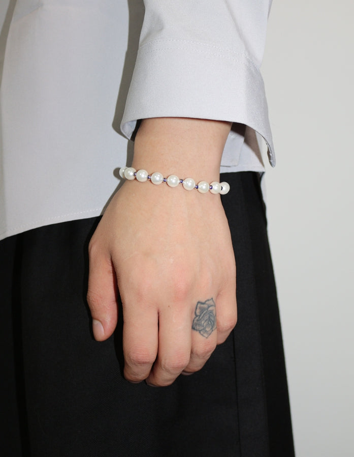 BLACKPURPLE (ブラックパープル) 8mm Little Pearl Ball Chain Bracelet