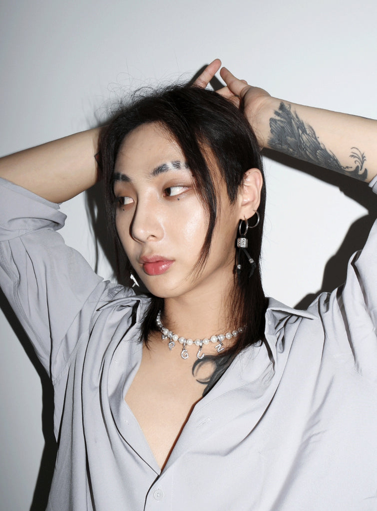 BLACKPURPLE (ブラックパープル) Little Pearl Ball Chain Necklace