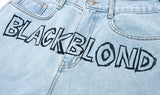 ブラックブロンド(BLACKBLOND) BBD Border Graffiti Smile Logo Denim Pants (Light Blue)