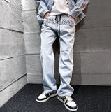 ブラックブロンド(BLACKBLOND) BBD Border Graffiti Smile Logo Denim Pants (Light Blue)