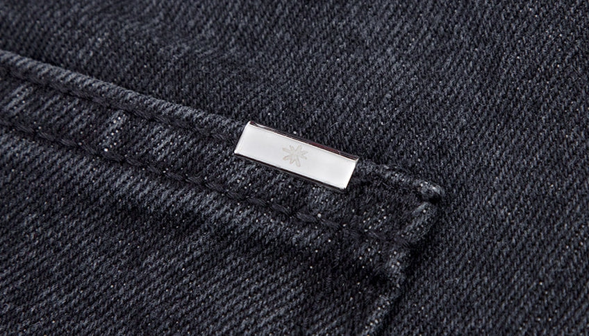 ブラックブロンド(BLACKBLOND) BBD Border Graffiti Smile Logo Denim Pants (Charcoal)