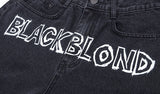 ブラックブロンド(BLACKBLOND) BBD Border Graffiti Smile Logo Denim Pants (Charcoal)